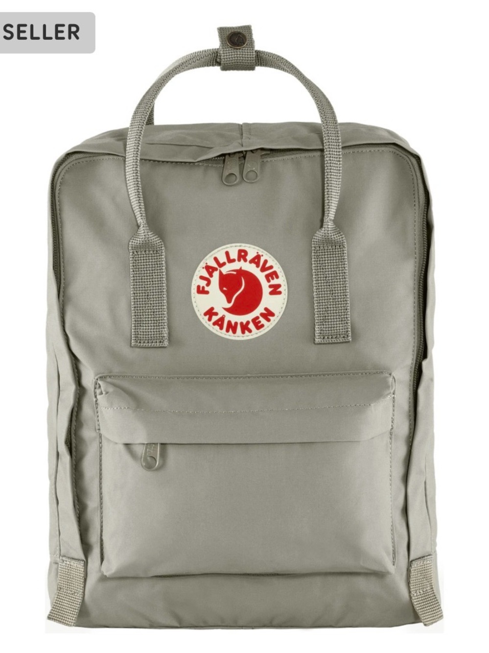 Fjallraven Kånken Backpack in Light Gray with Red Logo